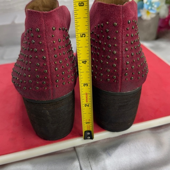 (T0) Naya Womens Valerie RedSuede leather Round Toe Block HeelsAnkle Booties 8M - Picture 10 of 13